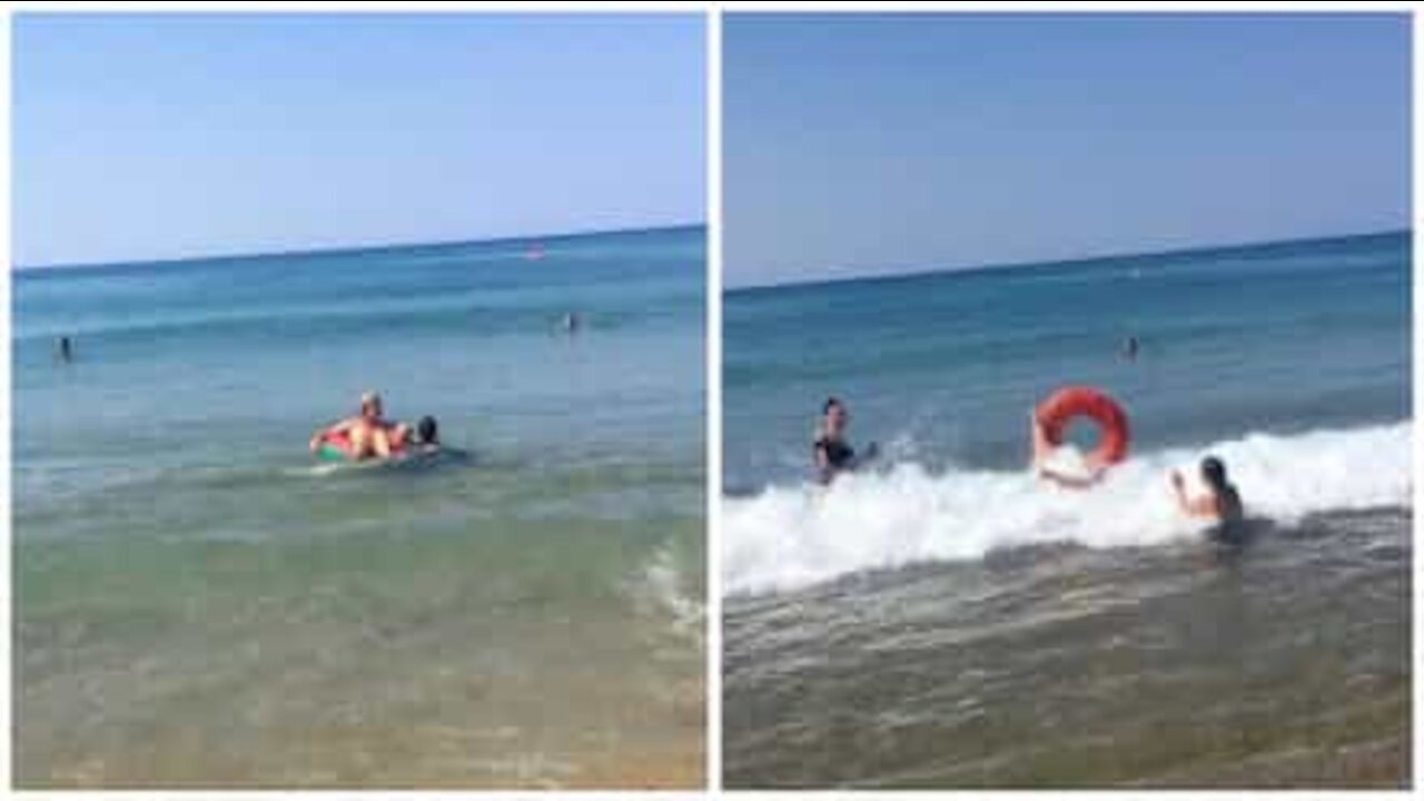 Ecco cosa succede quando la nonna usa il salvagente dei nipotini