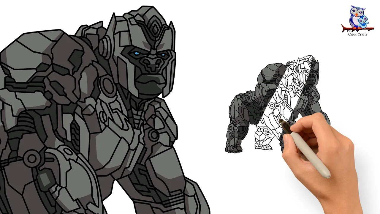 How to Draw Gorilla Robot Primal Transformers - Rise of the Beasts