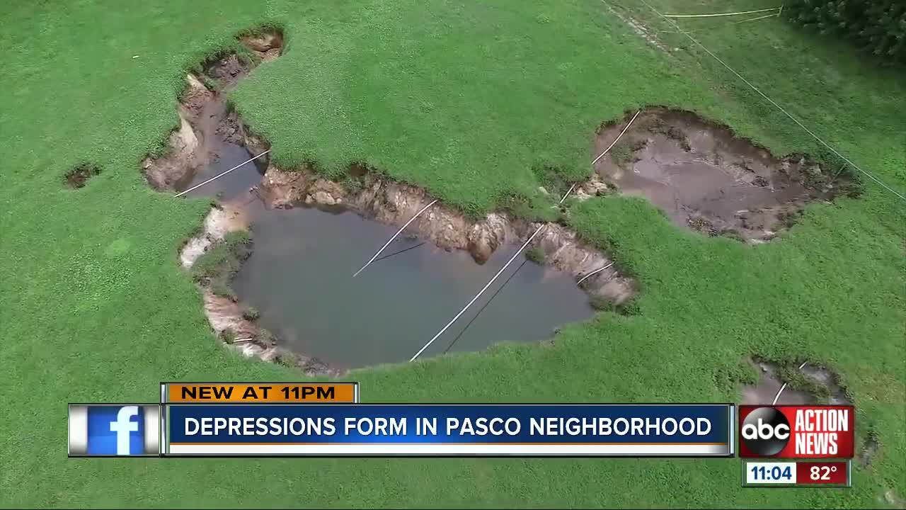 More than a dozen depressions open up in Pasco community, sparking concerns for residents