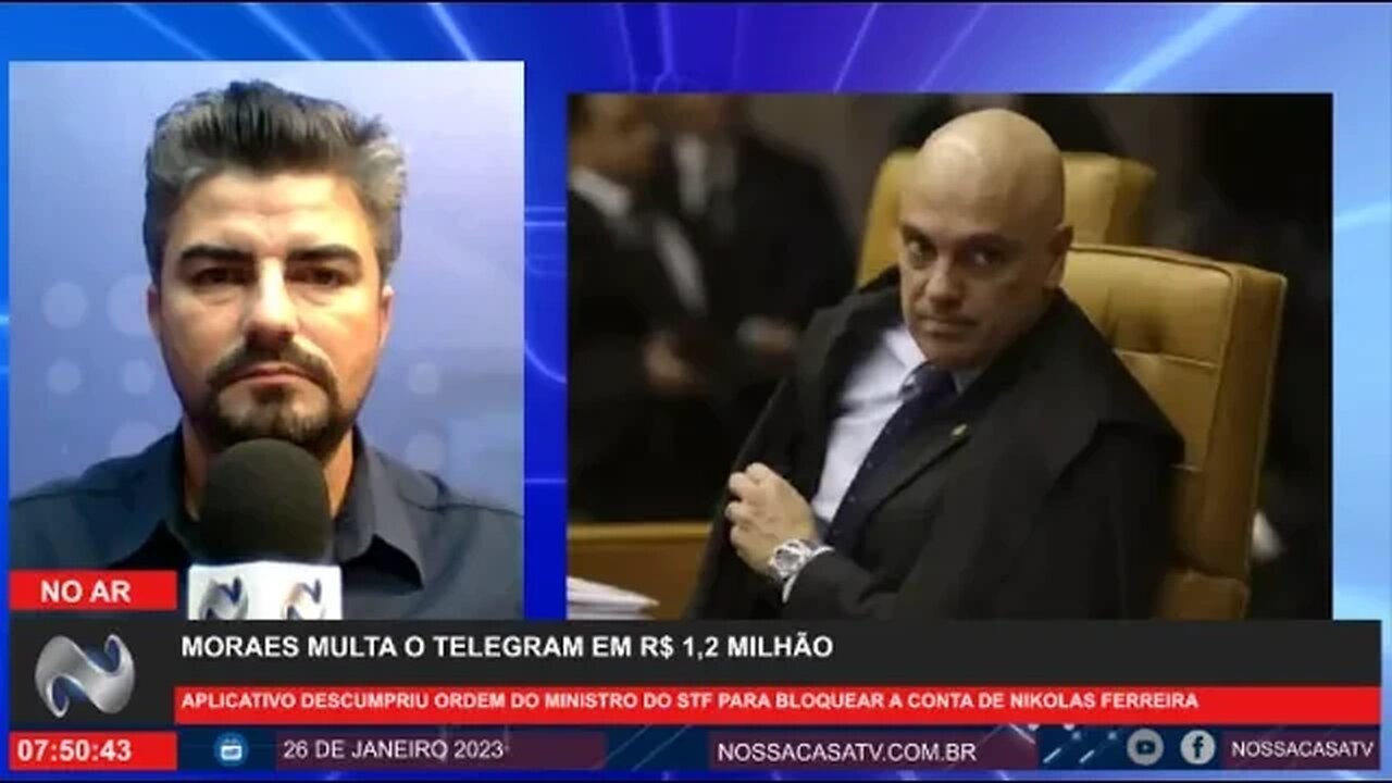 Moraes multa o Telegram em R$ 1,2 milhão