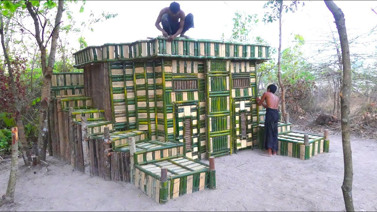 Amazing Build Mini House Villa Using Bamboo And Wooden ( 100% )