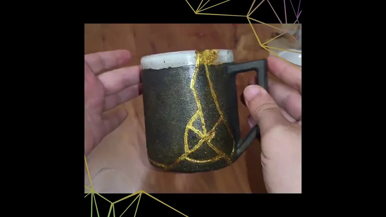 Breaking a ceramic mug slow motion and then fixing it with GOLD, ancient Japanese style