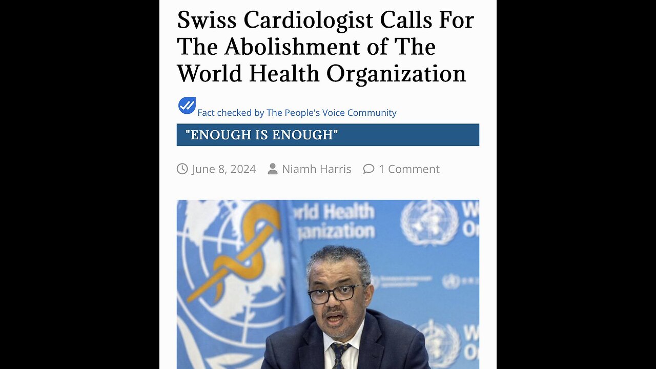 Swiss Cardiologist Calls for the Abolishment of the WHO: “Enough is Enough!”