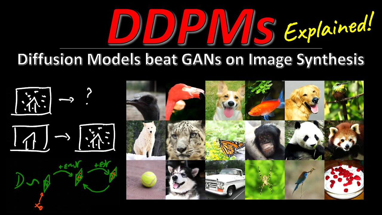 DDPM - Diffusion Models Beat GANs on Image Synthesis (Machine Learning Research Paper Explained)