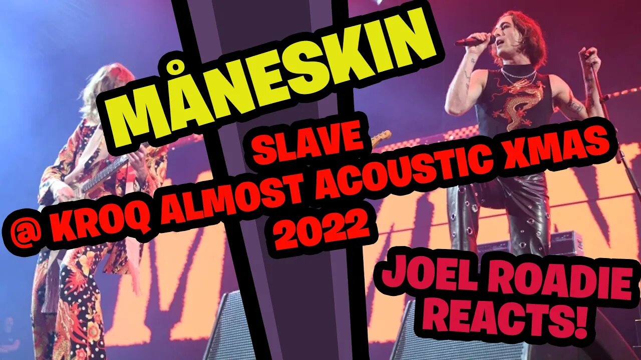 MÅNESKIN Damiano FALLS during "Slave" @ KROQ Almost Acoustic Christmas 12/10/22 - Roadie Reacts