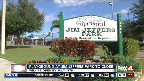 Jim Jeffers playground to close for renovations