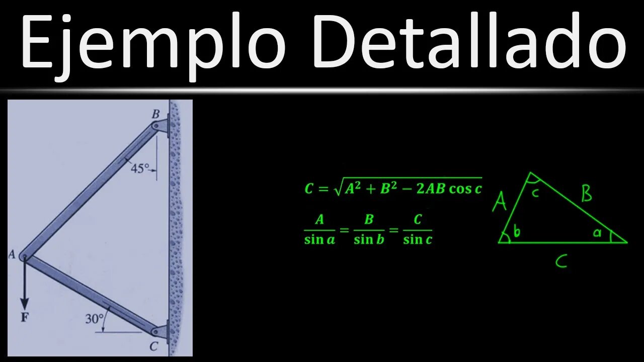 [Práctica] (Ej. 9) Descomposición de una Fuerza a lo Largo de una Estructura | Estática