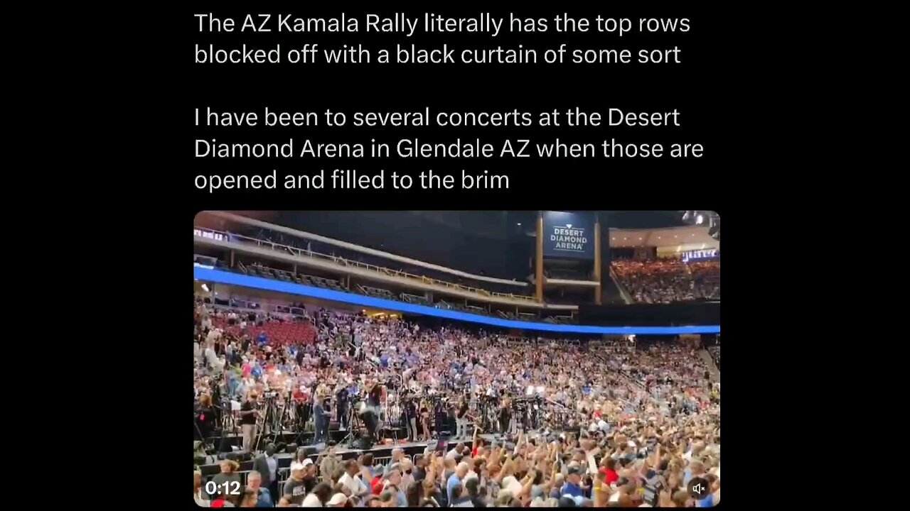 The AZ Kamala Rally literally has the top rows blocked off with a black curtain