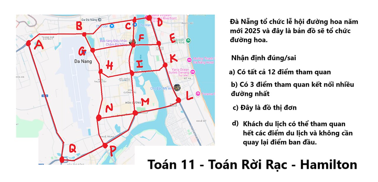 Toán 11 và toán rời rạc: Nhận định đúng/sai: Đà Nẵng tổ chức lễ hội đường hoa năm mới: Hamilton