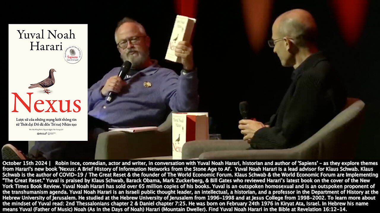 Yuval Noah Harari | "Tell Us the Story Why It Was Decided That This Huge Book Should Be Represented In the Book Shop By a Pigeon?" - Robin Ince | "In Hebrew, the Word for Dove Is Also Pigeon." - Yuval Noah Harari | Matt 24:37