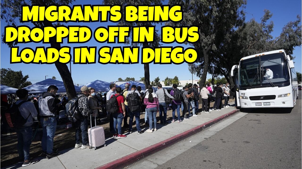 MIGRANTS GETTING DROPPED OFF IN BUS LOADS IN SAN DIEGO, THEY TAKING OVER USA