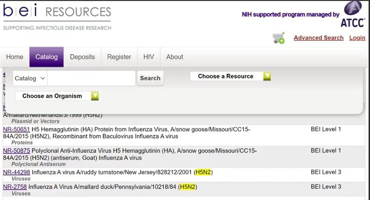 H5N2 'bird flu' FOR SALE by BEI Resources, funded by the NIAID