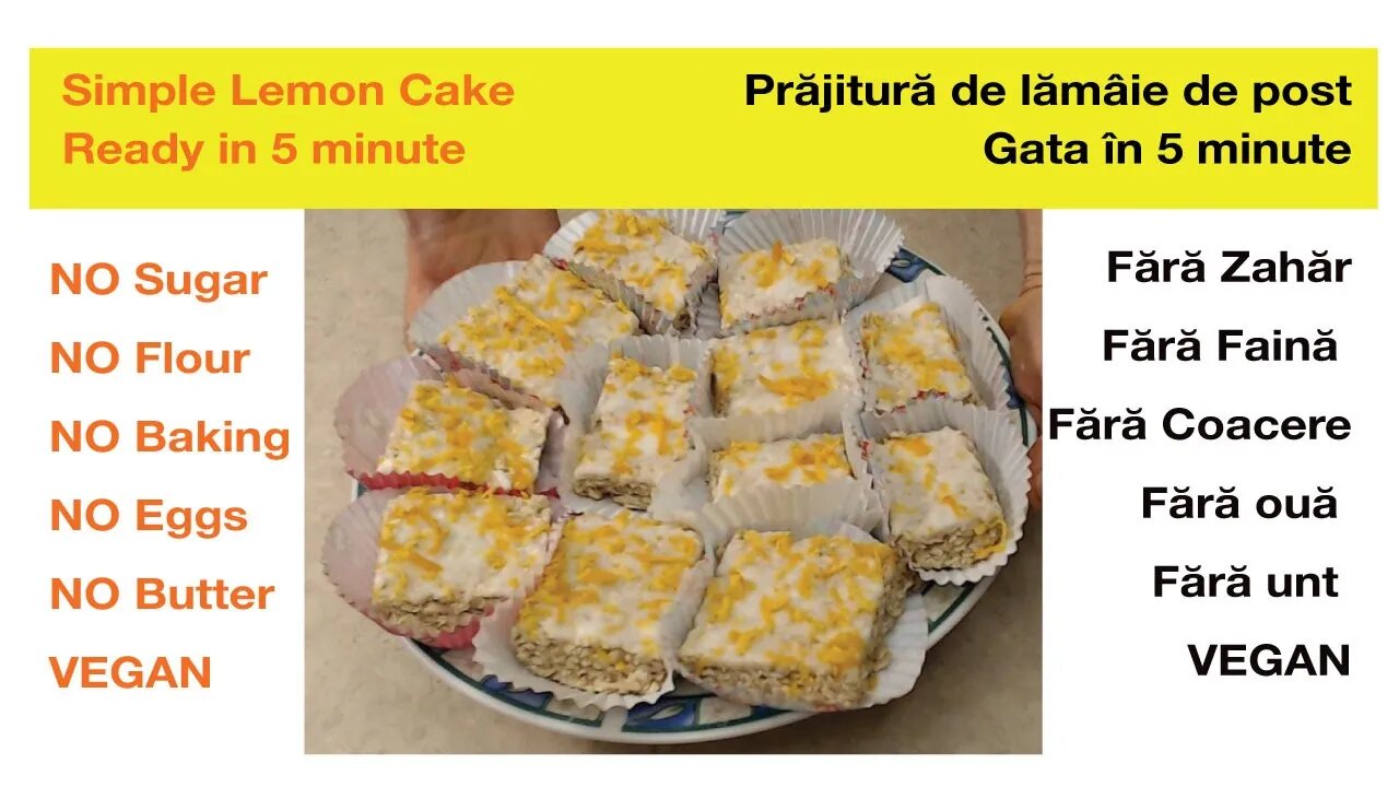 Lemon Cake Vegan, No Bake, No Sugar / Prăjitură de lămâie de post, fără zahăr, fără coacere