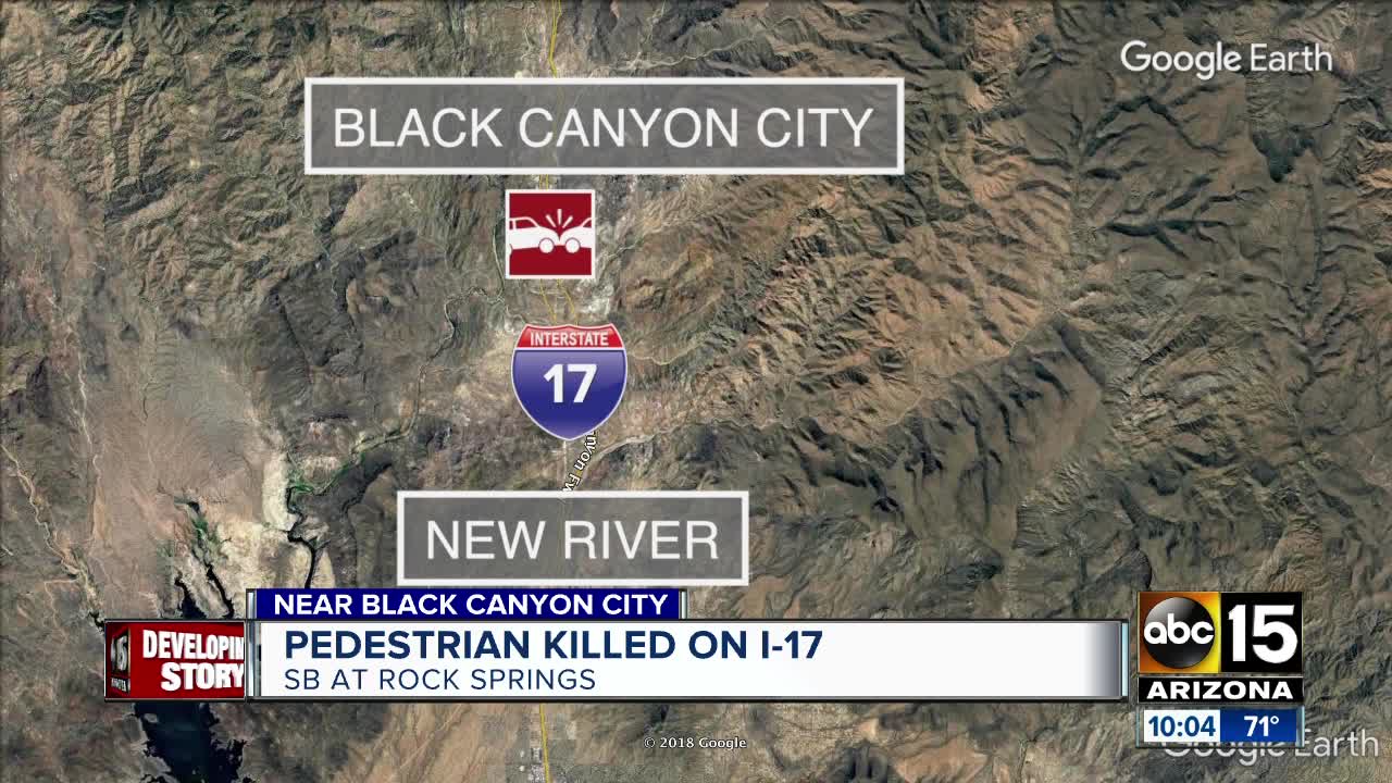 Pedestrian killed in roadside I-17 crash near Rock Springs