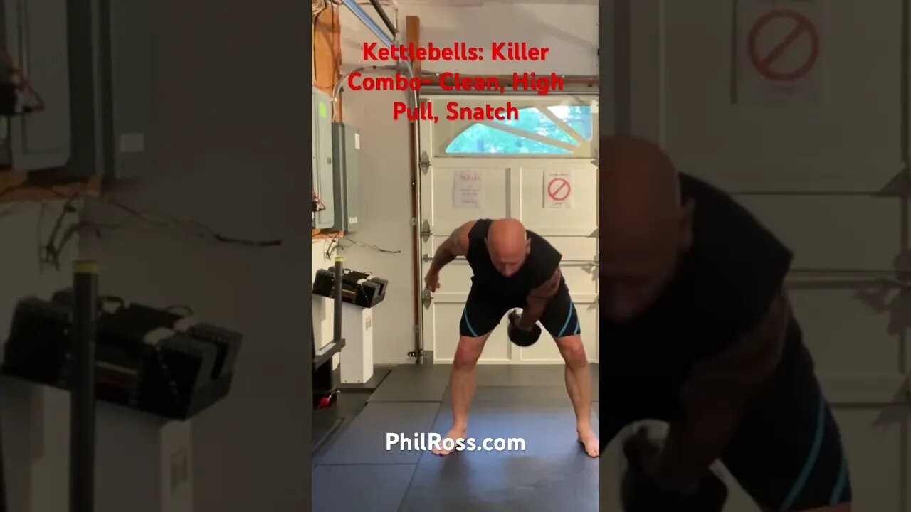 Kettlebells: Killer Combo- Clean, High Pull, Snatch #masterphil #fitness #kettlebell #workout