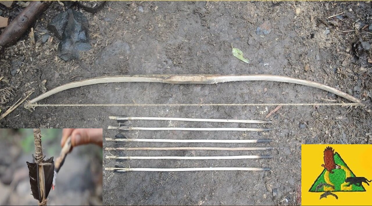 PRIMITIVE SURVIVAL, Expedient Stone-age Bow, Arrows & Quiver