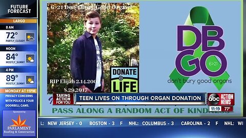 Teen lives on through organ donation