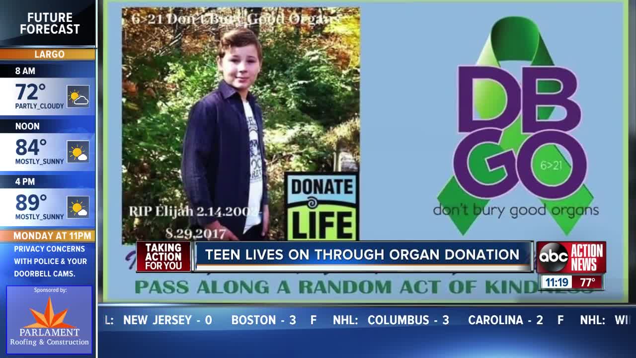 Teen lives on through organ donation