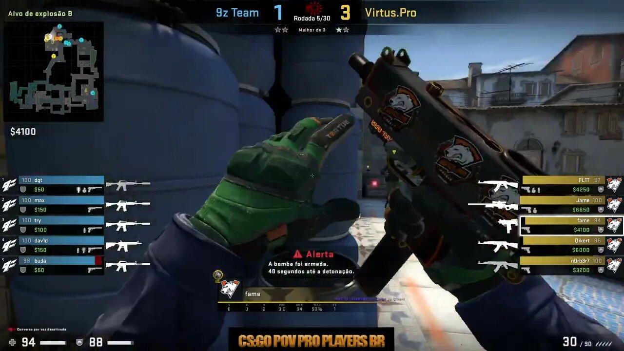 CSGO POV Virtus.pro fame (24/7) vs 9z (Inferno) @ Semi Final ESL Challenger Katowice 2023