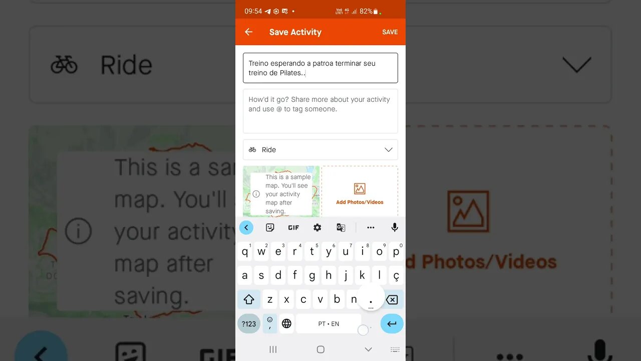 Strava titulo da atividade pode ter até 255 caracteres