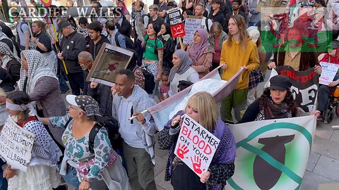 March for Palestine. High Street Cardiff Wales