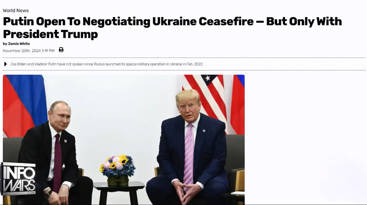 A Cease-Fire Between Ukraine & Russia Is Being Negotiated Behind The Scenes By President Trump