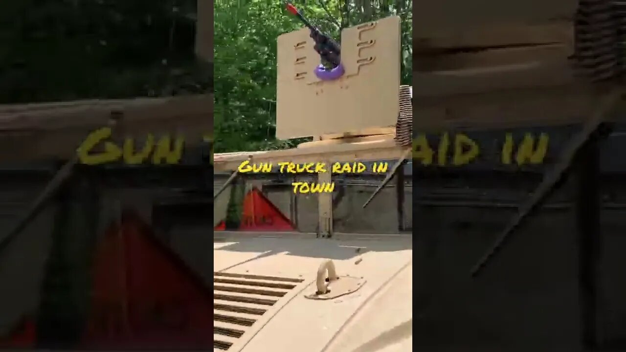 Gun truck assault in town - hmmwv