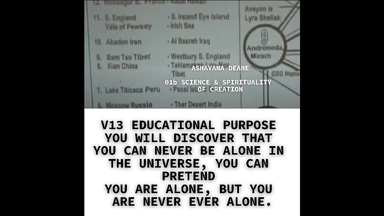 V13 EDUCATIONAL PURPOSE YOU WILL DISCOVER THAT YOU CAN NEVER BE ALONE IN THE UNIVERSE, YOU CAN PRE