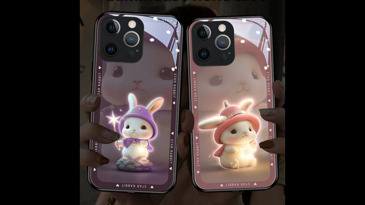 Star Rabbit LED Glowing Tempered Glass Back Phone Case For iPhone