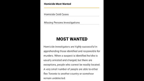 HOMICIDE most wanted in TORONTO