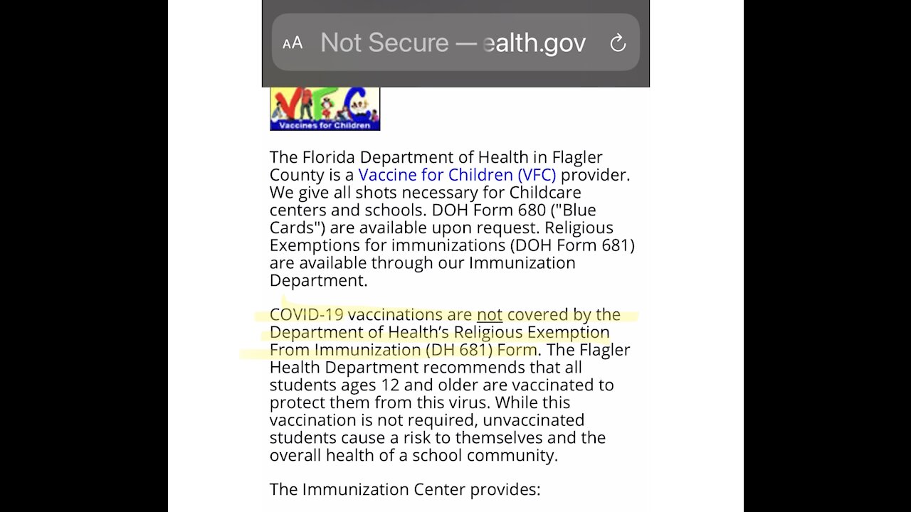 Wow! County Health Department Website Says Religious Exemption Not Valid For COVID Vaccine