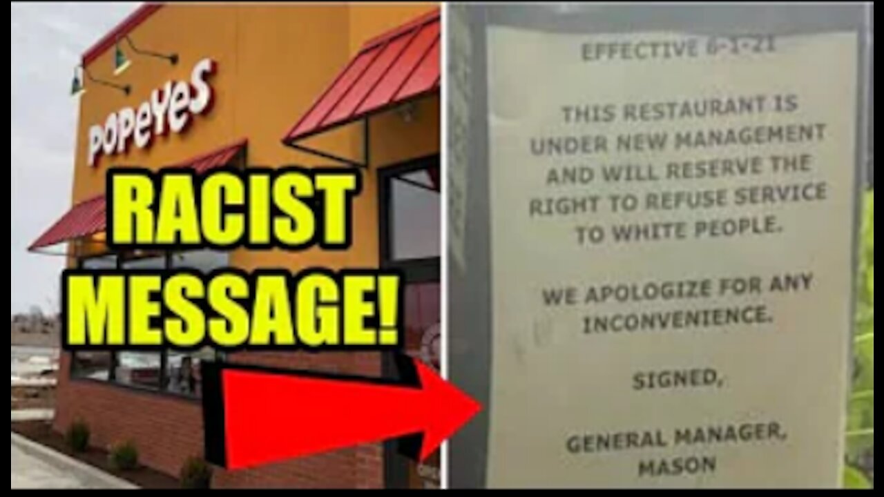 RACIST message posted at Popeyes drive thru REFUSES service to WHITE PEOPLE!