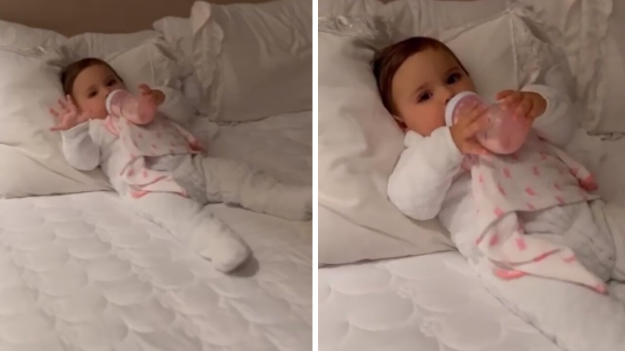 Adorable baby gets ready for bedtime