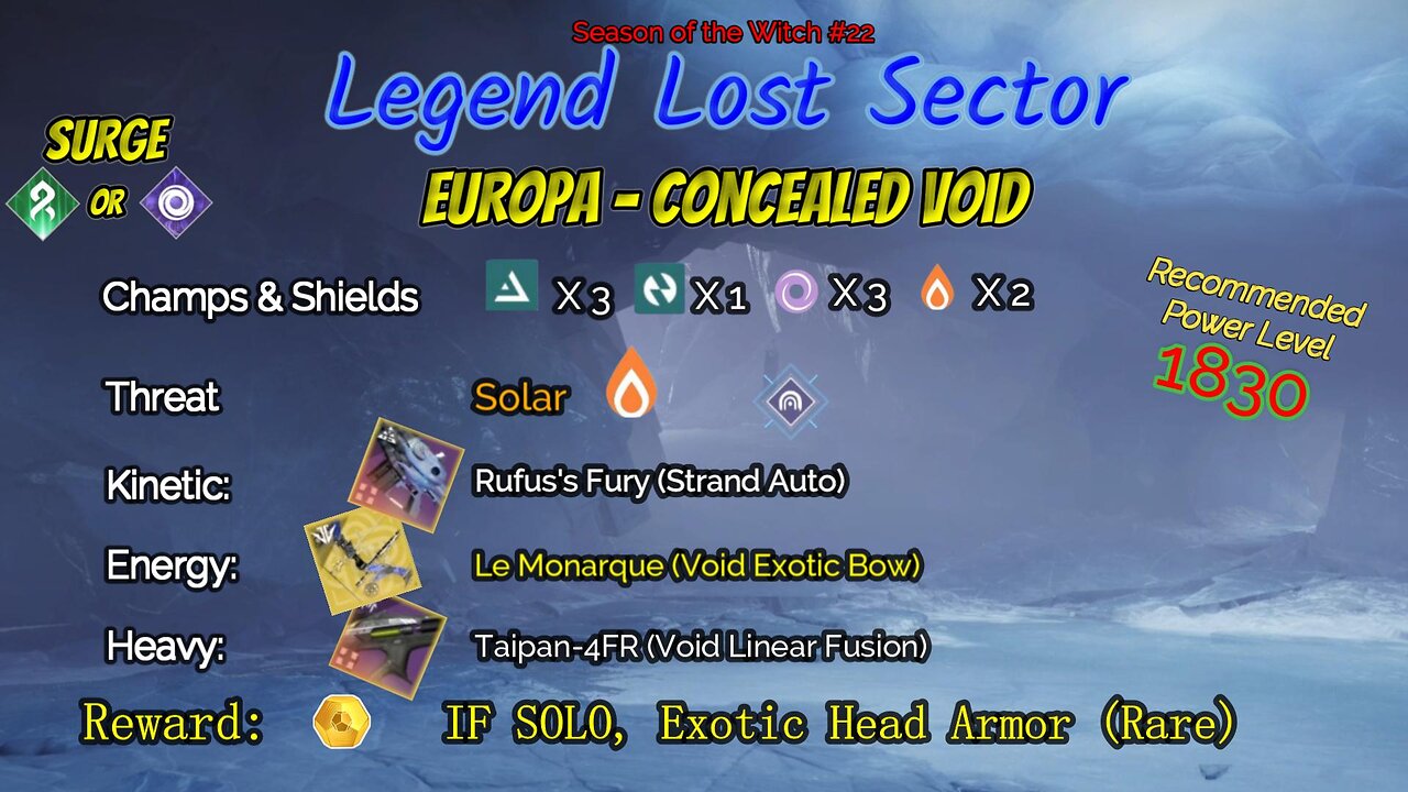 Destiny 2 Legend Lost Sector: Europa - Concealed Void on my Solar Hunter 9-19-23