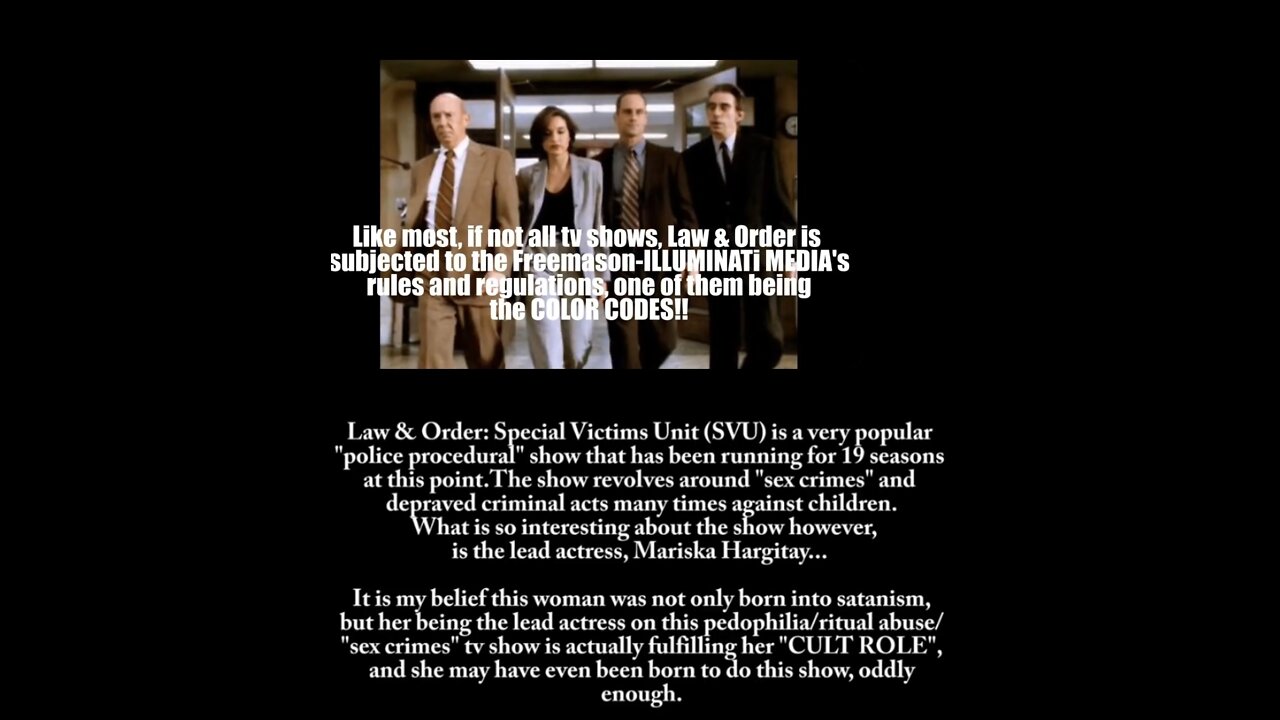 Law & Order SVU ILLUMINATI "RITUALISTIC" themes and MK-ULTRA high-level satanism connection