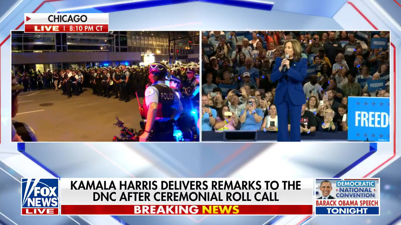 Kamala Harris Speaks After DNC Concludes Roll Call In Chicago