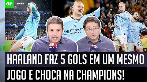 "O Haaland é IMPRESSIONANTE! O que ELE FEZ hoje foi..." 5 GOLS do FENÔMENO CHOCAM em City x Leipzig!