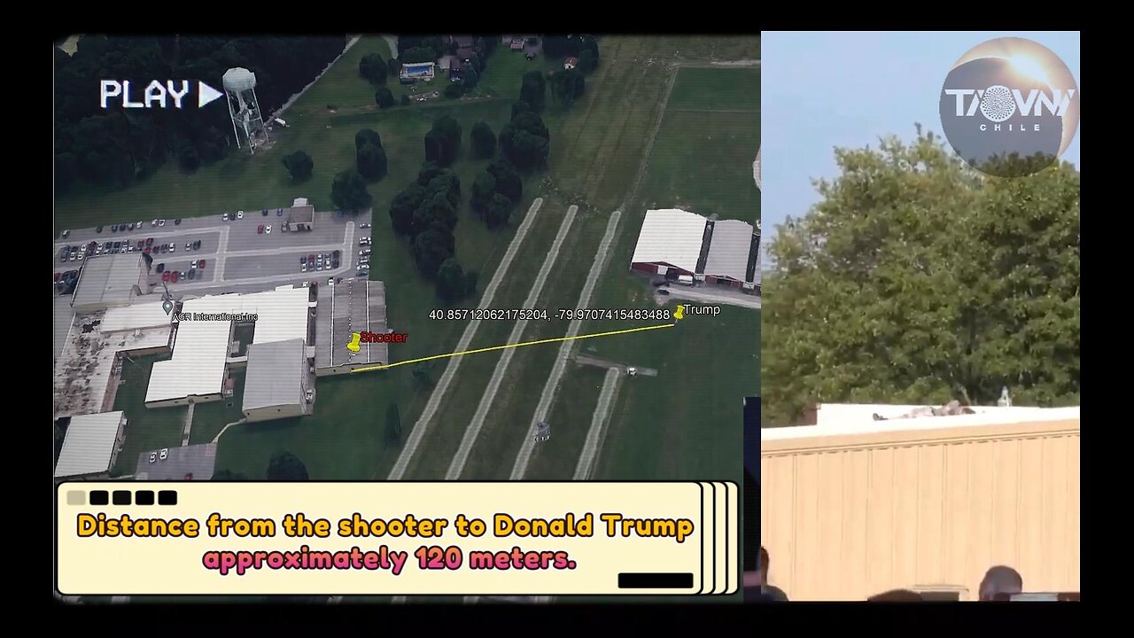 Possible location of the shooter Thomas Matthew Crooks against Donald Trump, Approximately 400 feet - Pennsylvania