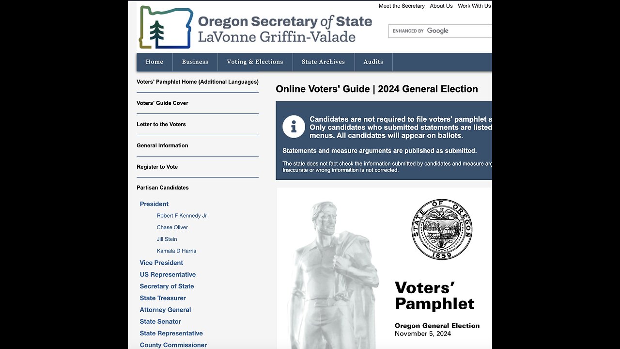 Sec. Of State of Oregon Removed Trump & Vance From State Website