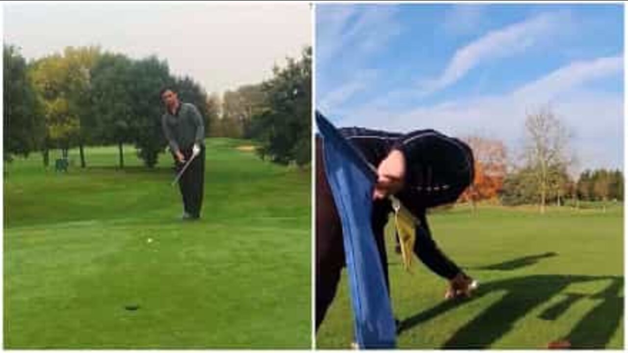 Homem mostra truques de golfe impressionantes