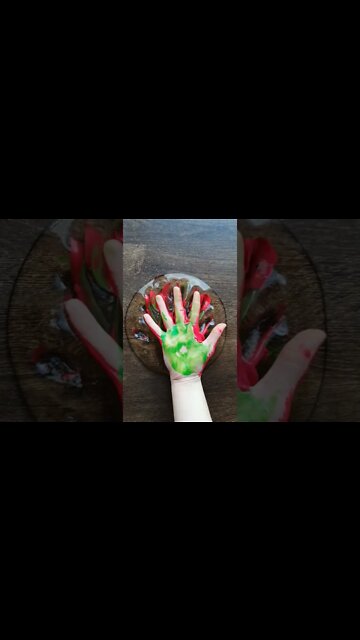 clear slime vs color hands 🤚❤💚