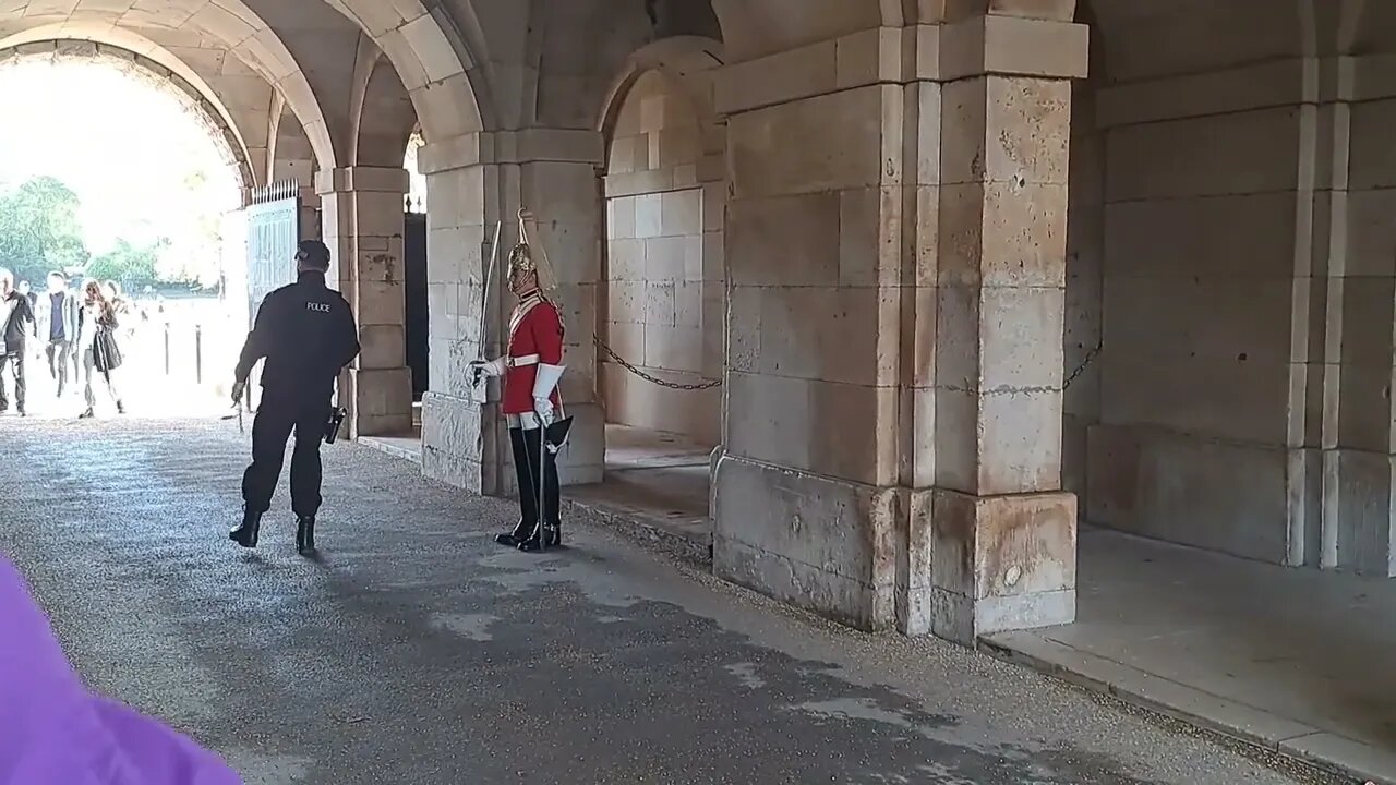 The kings guard spur falls off chanhing of the guards #horseguardsparade