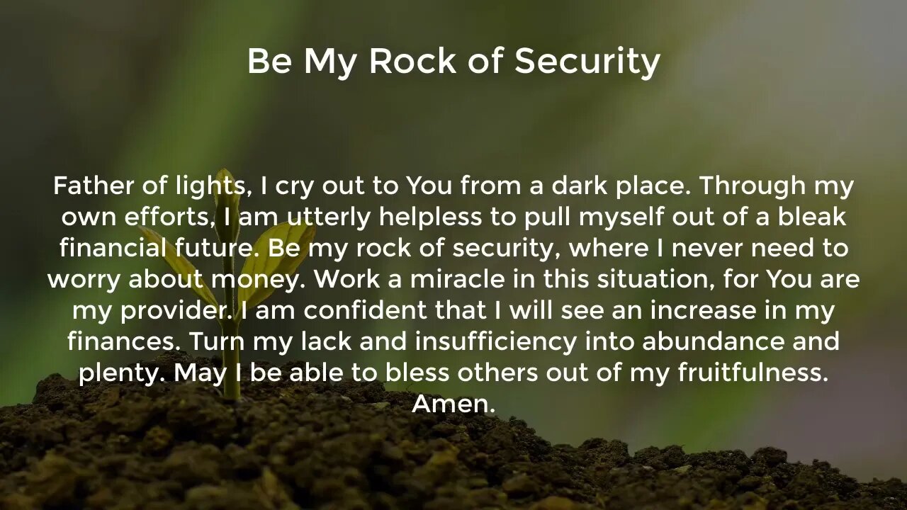 Be My Rock of Security (Miracle Prayer for Financial Help from God)