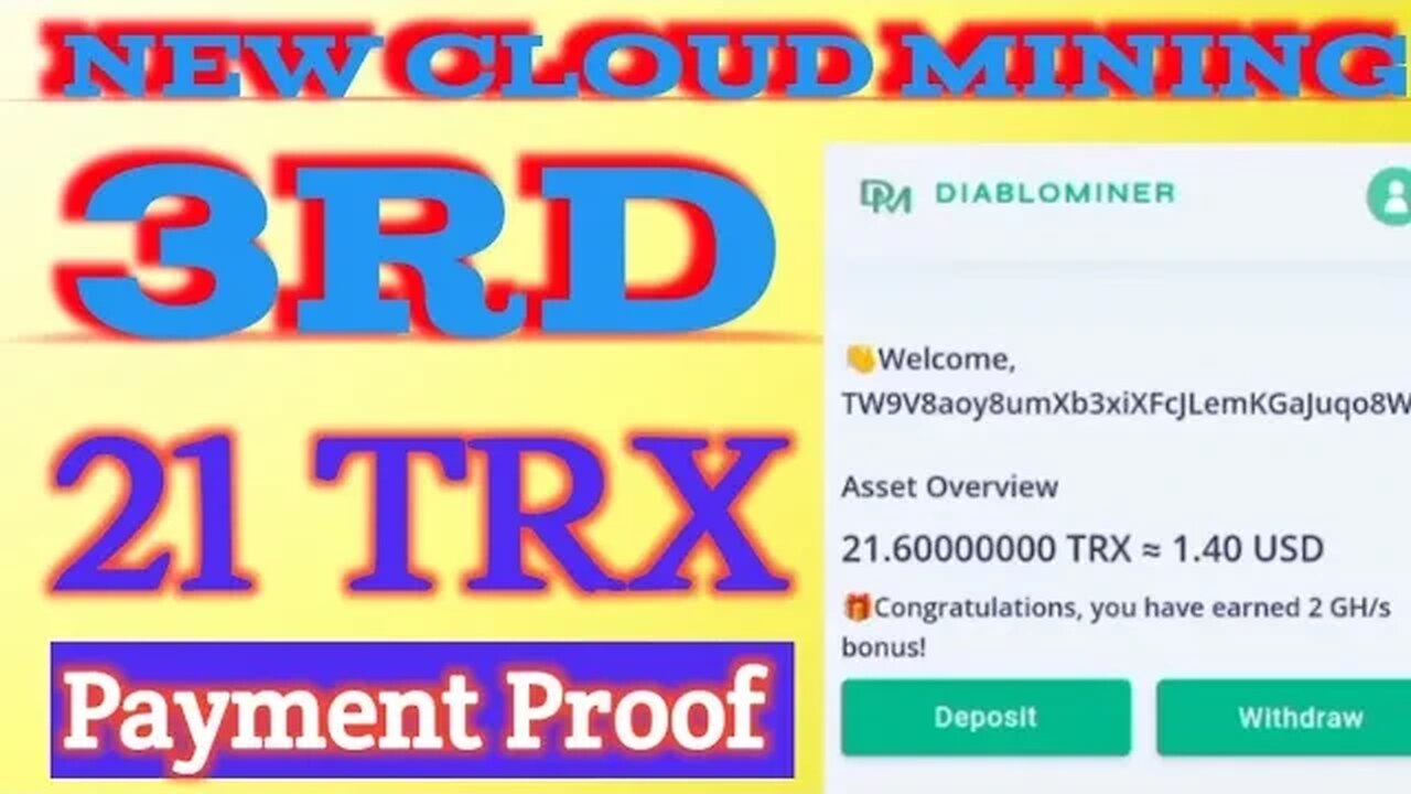 new cloud mining | 3rd payment proof | 21 trx ka payment proof