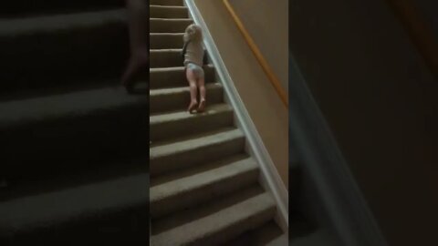 How my daughter gets down the stairs.