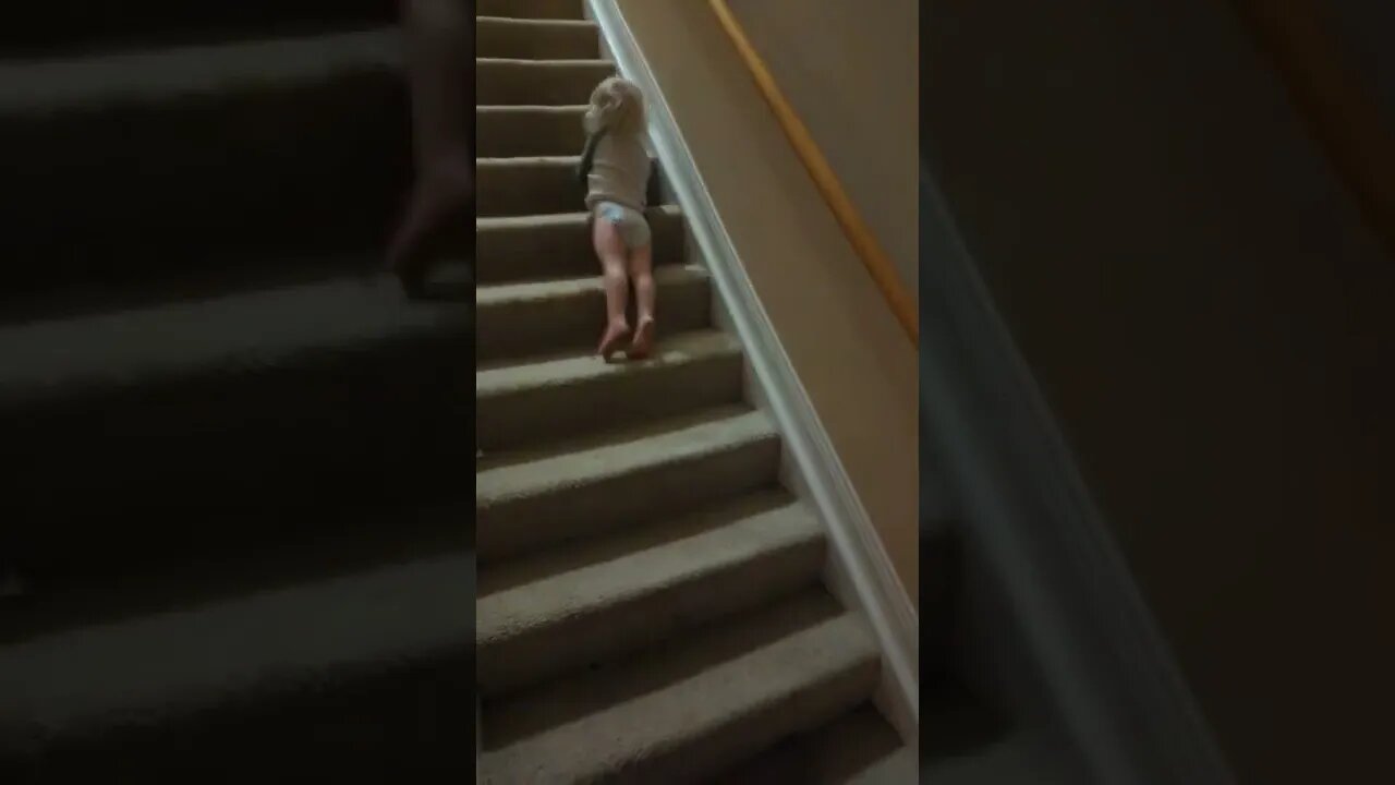 How my daughter gets down the stairs.