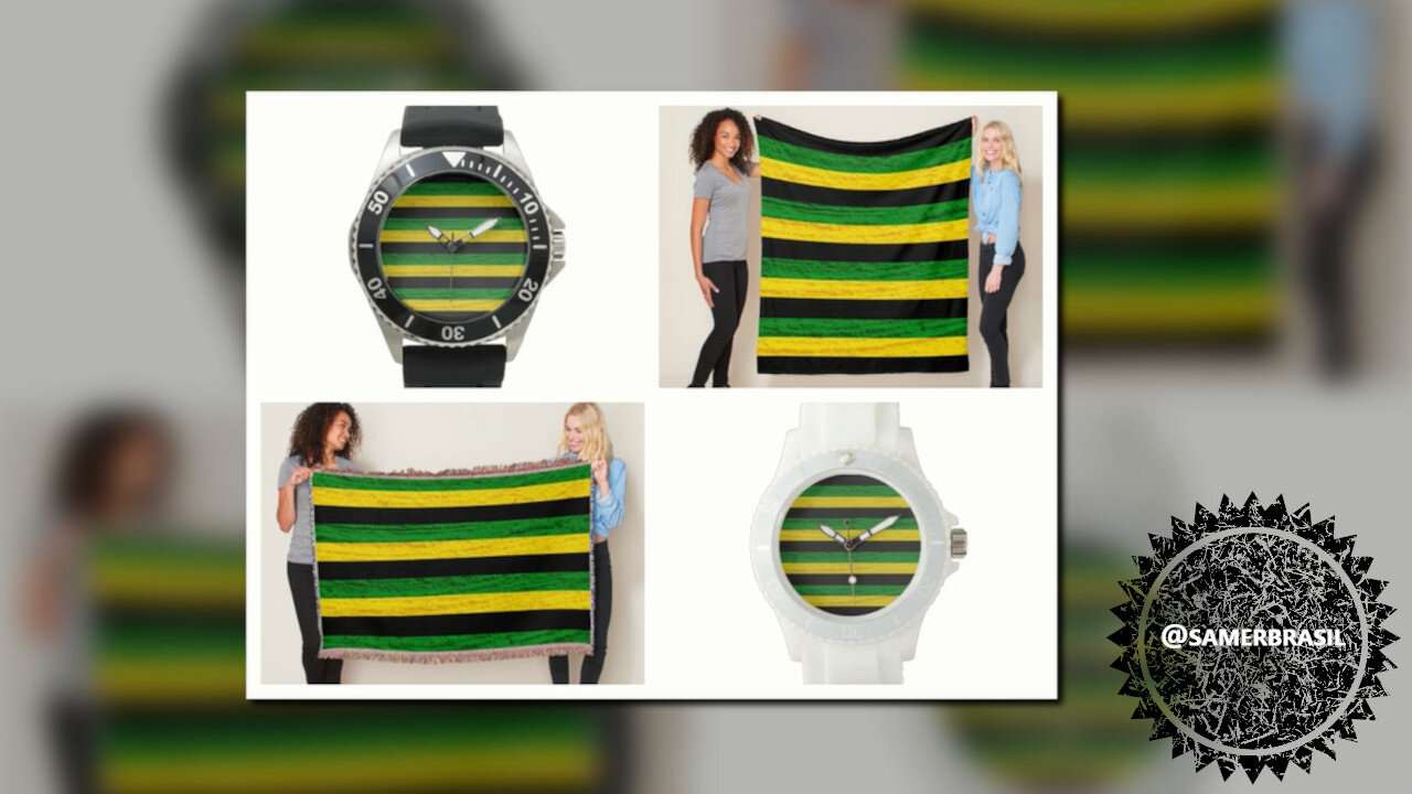 FLEECE BLANKET, BLACK GREEN YELLOW. SAMER BRASIL (ZAZZLE)