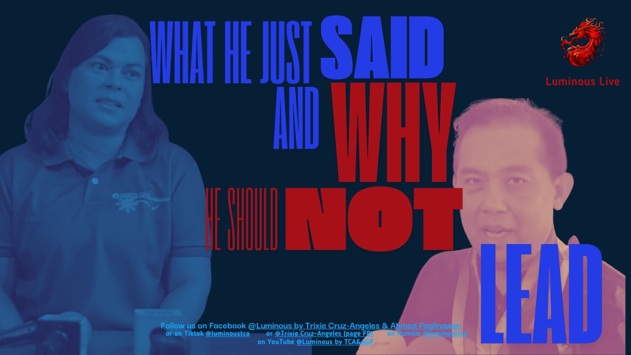 What he just said and why he should not lead + other questions