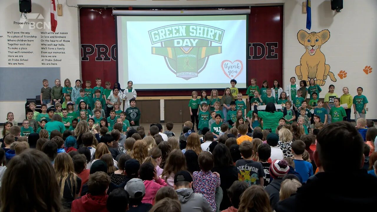 Green Shirt Day Assembly | Tuesday, April 4, 2023 | Angela Stewart | Bridge City News
