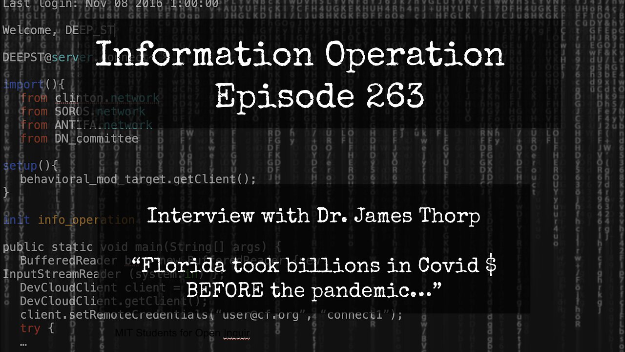 BREAKING LIVE 4pm EST: Dr. Thorp - Florida Took Covid Billions From HHS Six Months BEFORE Pandemic